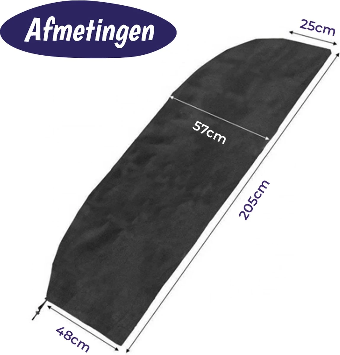 Merkloos Parasolhoes Met Rits En Trekkoord – Beschermhoes Voor Zweefparasol & Staande Parasol – Waterdicht Afdekhoes – Hoes Voor Hangparasol – Inclusief Opberghoes – Zwart - 205 Cm - Afbeelding 2