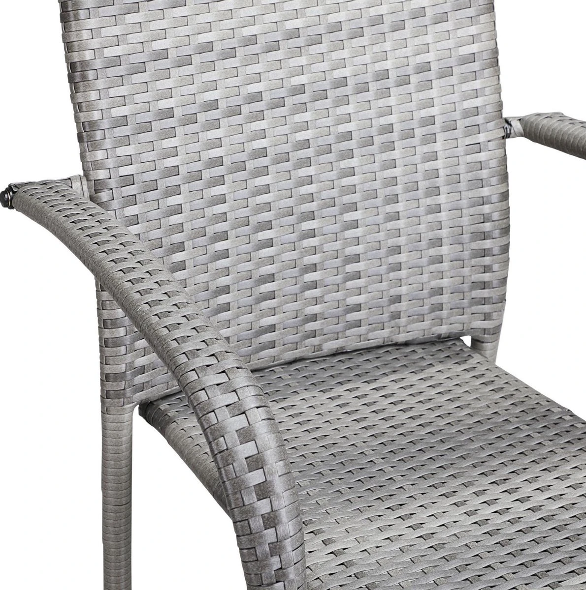 Casaria Polyrattan Tuinstoelen – 4 Stuks Stapelbaar – Grijs - Afbeelding 2