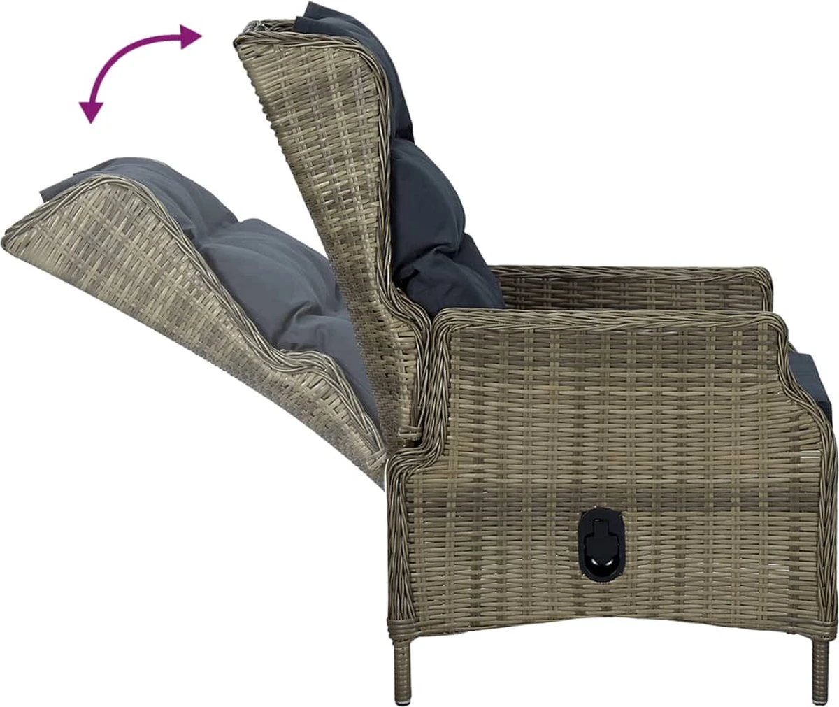VidaXL 5-delige Tuinset Poly Rattan Bruin - Afbeelding 9