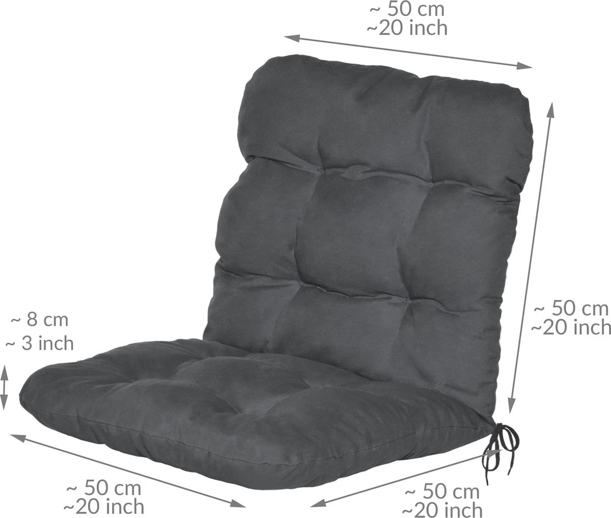 Beautissu Flair NL – Set Van 2 Tuinkussen Lage Rug Antraciet – 100x50 Cm – Zitkussen Matraskussen Voor Tuin Meubelen - Afbeelding 2