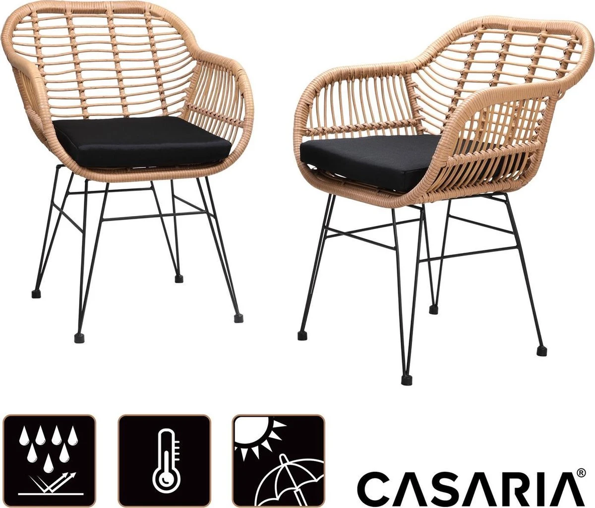 Casaria Polyrotan Kuipstoel Bali - Met Kussens – 2 Stuks - Afbeelding 9