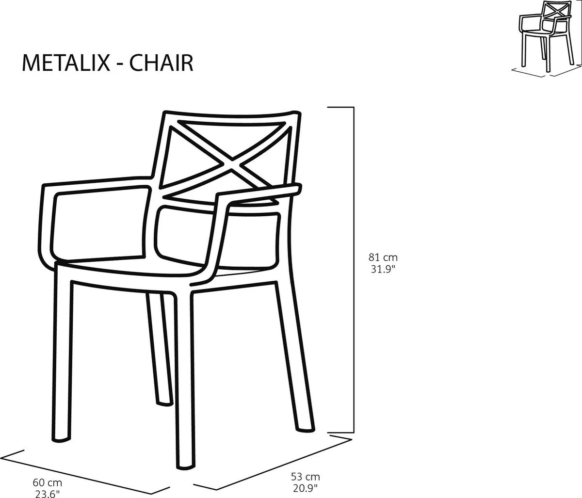 Keter Metalix Tuinstoelen - 4 Stuks - 53,3x60,2x81,3 Cm - Zwart - Afbeelding 6