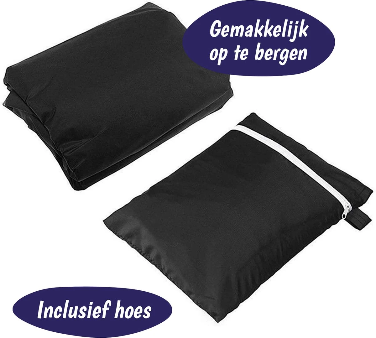 Merkloos Parasolhoes Met Rits En Trekkoord – Beschermhoes Voor Zweefparasol & Staande Parasol – Waterdicht Afdekhoes – Hoes Voor Hangparasol – Inclusief Opberghoes – Zwart - 205 Cm - Afbeelding 3