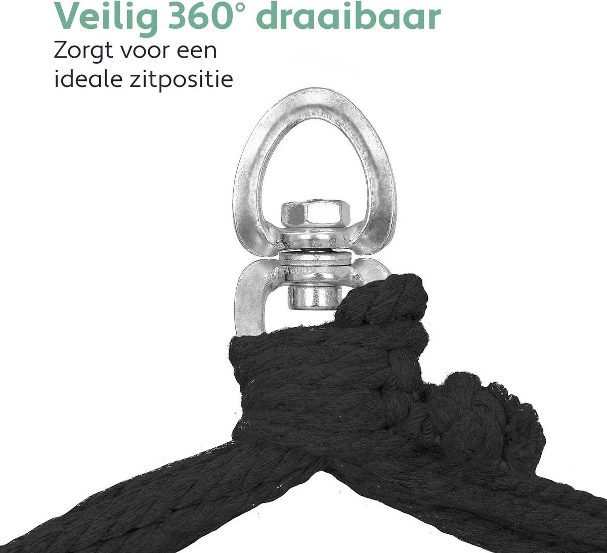 Vita5 XXL Hangstoel | Binnen&Buiten Hangnest | Incl. 2 Kussens En Boekenvak | Volwassenen&Kinderen | Hangmatstoel Tot 225kg | Donkergroen - Afbeelding 9