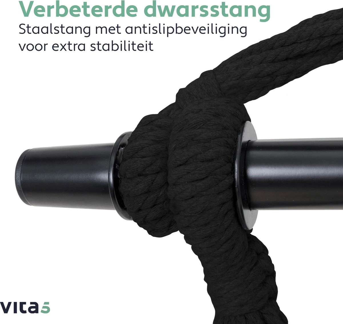 Vita5 XXL Hangstoel | Binnen&Buiten Hangnest | Incl. 2 Kussens En Boekenvak | Volwassenen&Kinderen | Hangmatstoel Tot 225kg | Beige - Afbeelding 6
