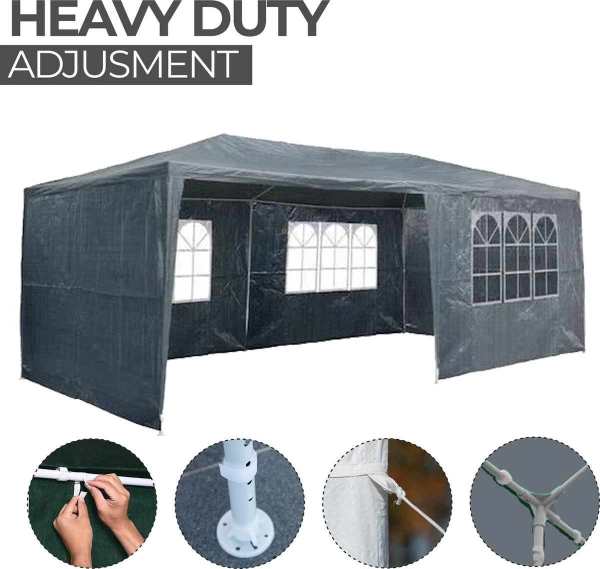 MaxxGarden Partytent - Paviljoen - 3x6m - Incl. Zijwanden - Waterdicht - Antraciet - Afbeelding 2