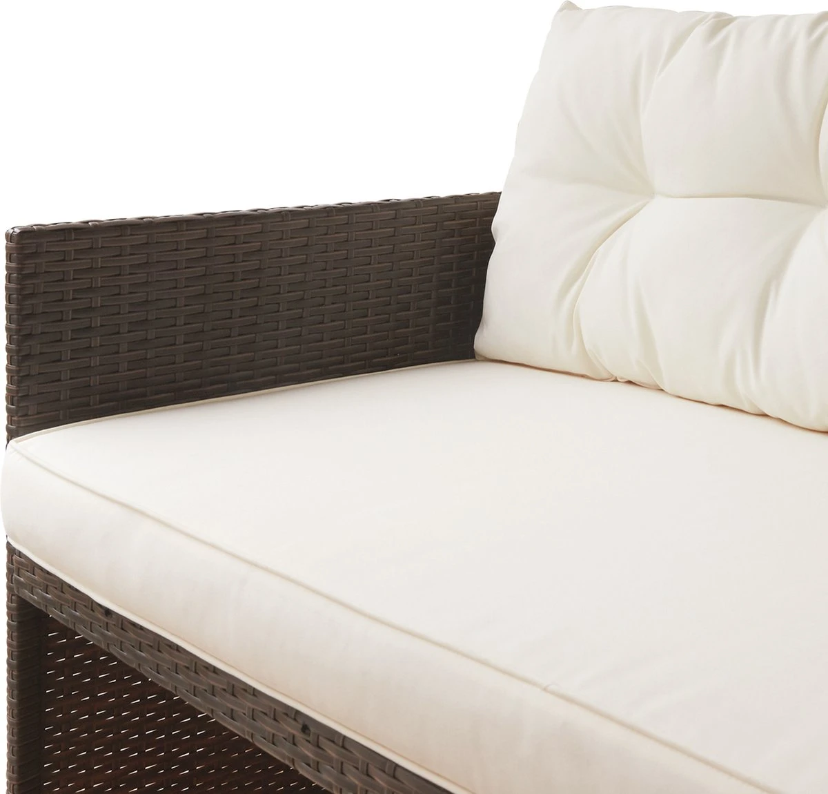 Teamson Home 3-Delig Hoek Loungeset - Tuinmeubelen - Tuinbank - Omvat Tafel En Kussens - Rotan - Bruin/Wit - Afbeelding 10