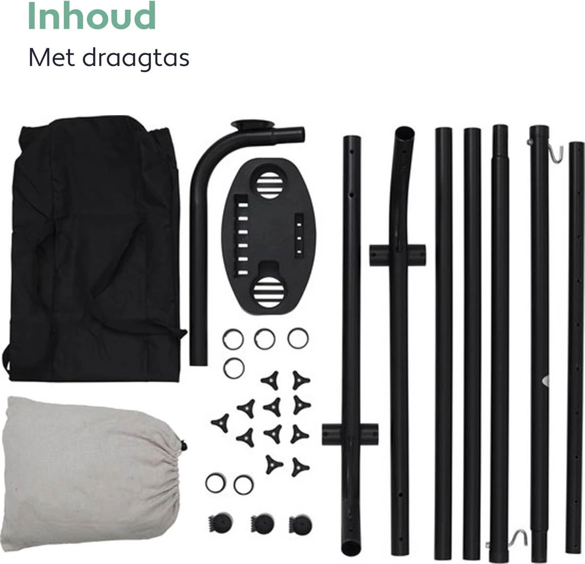 Vita5 Hangmat Met Standaard – 2 Persoons – Incl. Bekerhouder – 205kg Draaggewicht – Grijs - Afbeelding 9