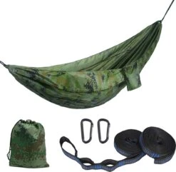 IBright Hangmat XXL - Complete Set – Incl. Karabijnhaken En Riemen - Tot 200 Kg - 270x140cm - Leger Groen