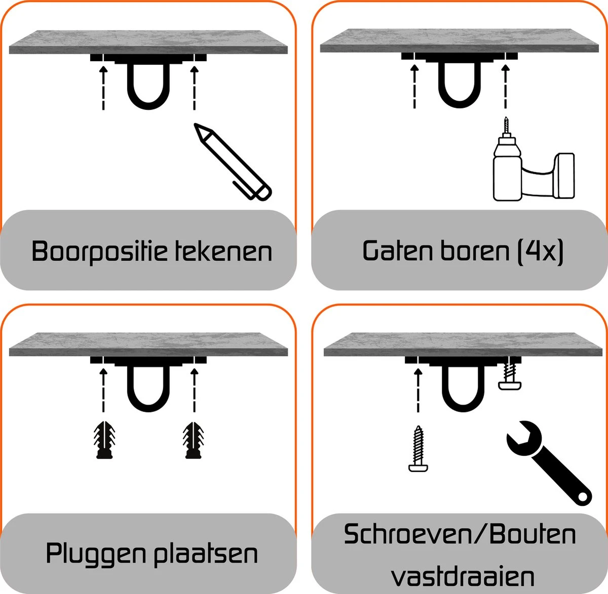 Plafondhaak – Voor Beton En Hout - Hangstoel – Hangmat – Bokszak – RVS – Binnen En Buiten – Ophangsysteem – Ophanghaak – 400KG - Afbeelding 4