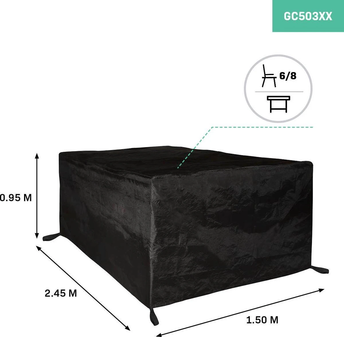 VONROC Premium Tuinset Hoes L – 245x150x95cm – Voor Tuintafel Met 6-8 Stoelen - Afbeelding 2