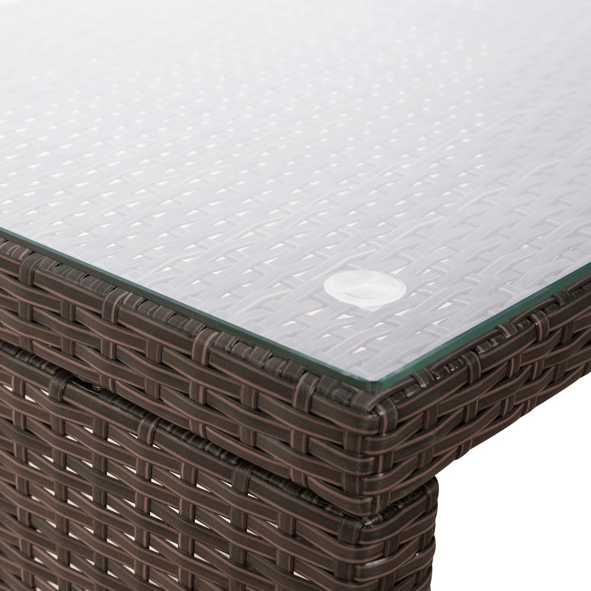 Teamson Home 3-Delig Hoek Loungeset - Tuinmeubelen - Tuinbank - Omvat Tafel En Kussens - Rotan - Bruin/Wit - Afbeelding 11