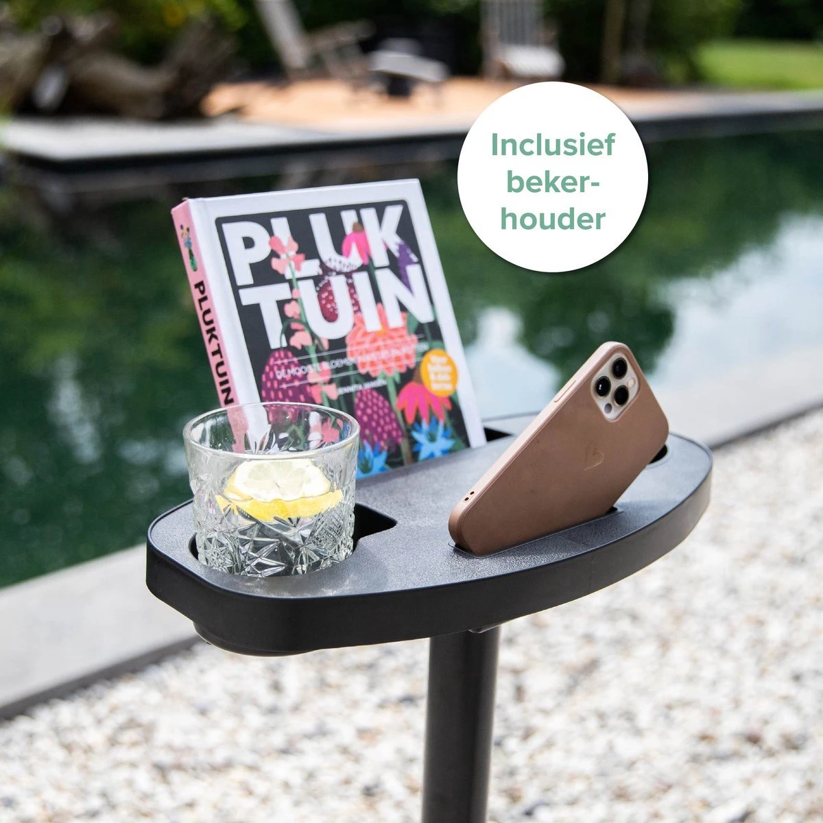 Vita5 Hangmat Met Standaard – 2 Persoons – Incl. Bekerhouder – 205kg Draaggewicht – Blauw/Wit/Bruin - Afbeelding 5