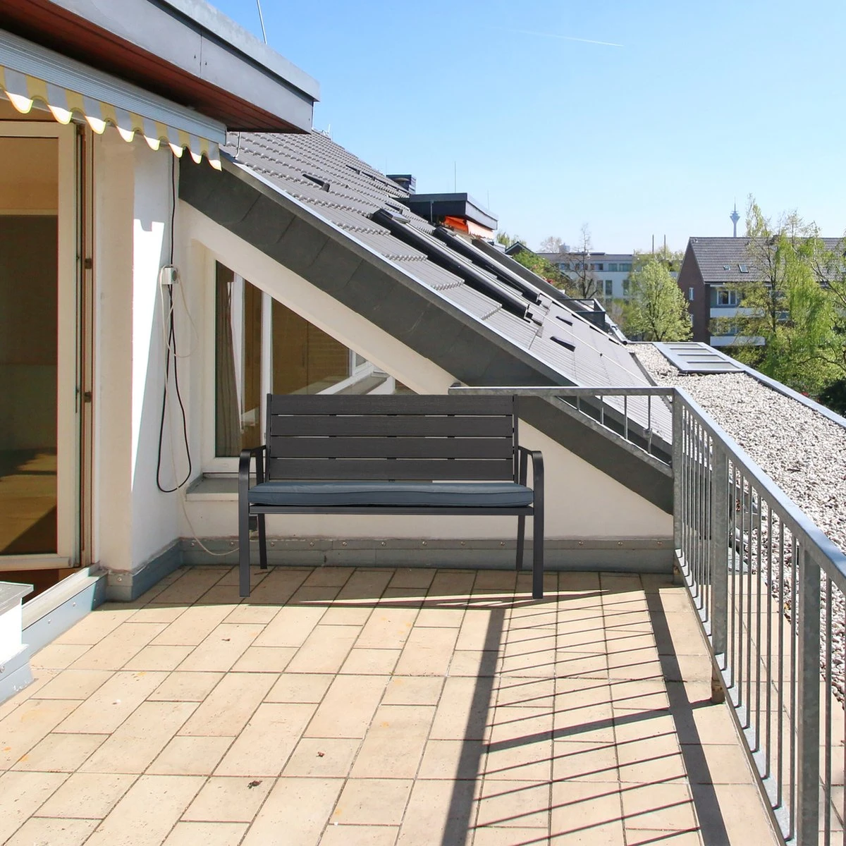 Relaxdays Tuinbank Met Kussen - 2 Zits Buitenbank Metaal - Balkonbank Kunststof - Voortuin - Afbeelding 4