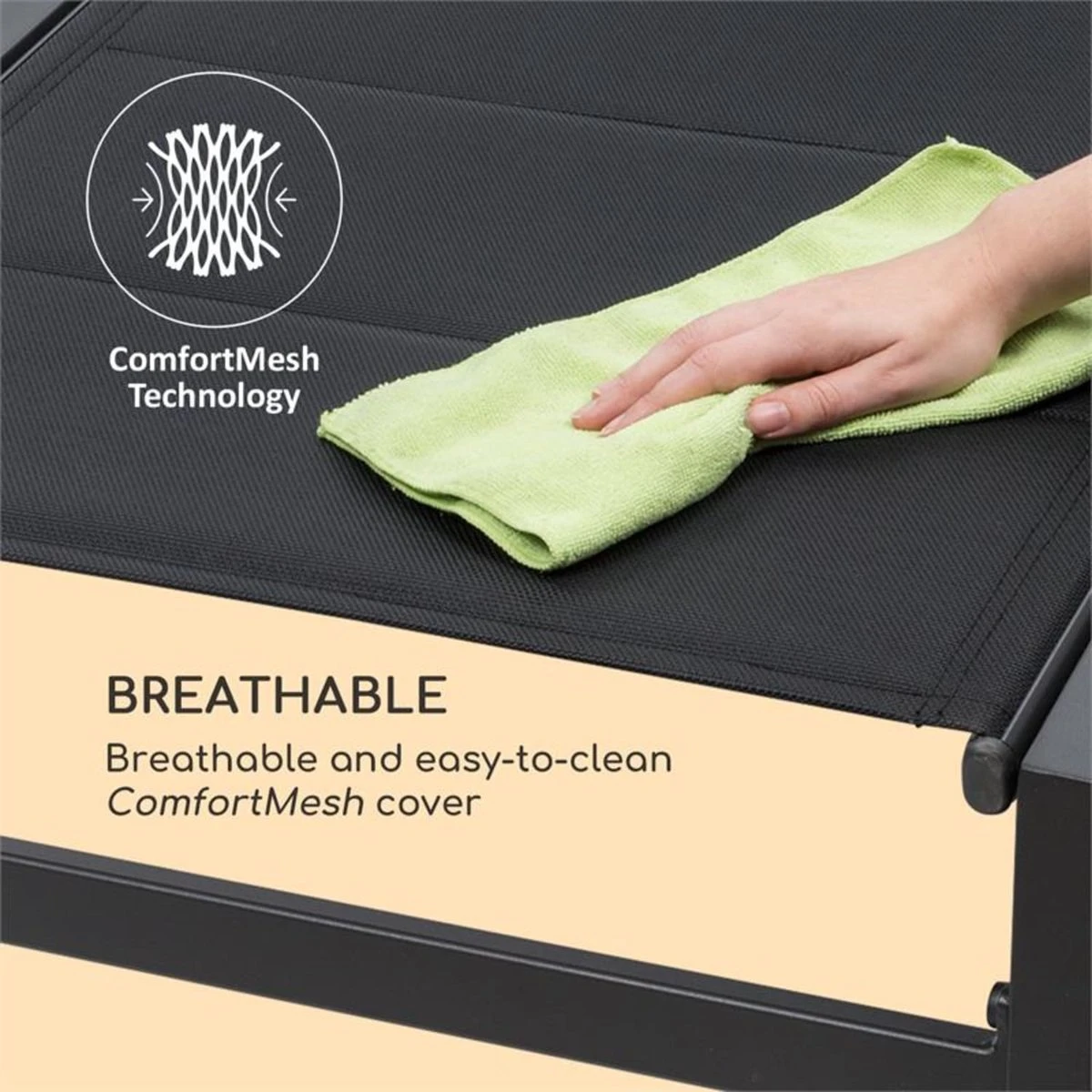 Blumfeldt Renazzo Lounge Ligstoel - Ligbed Voor De Tuin - Aluminium Tuinstoel - 6 Standen - Waterafstotend - Bekleding Van 70 % Pvc En 30 % Polyetheen - Zwart - Afbeelding 4