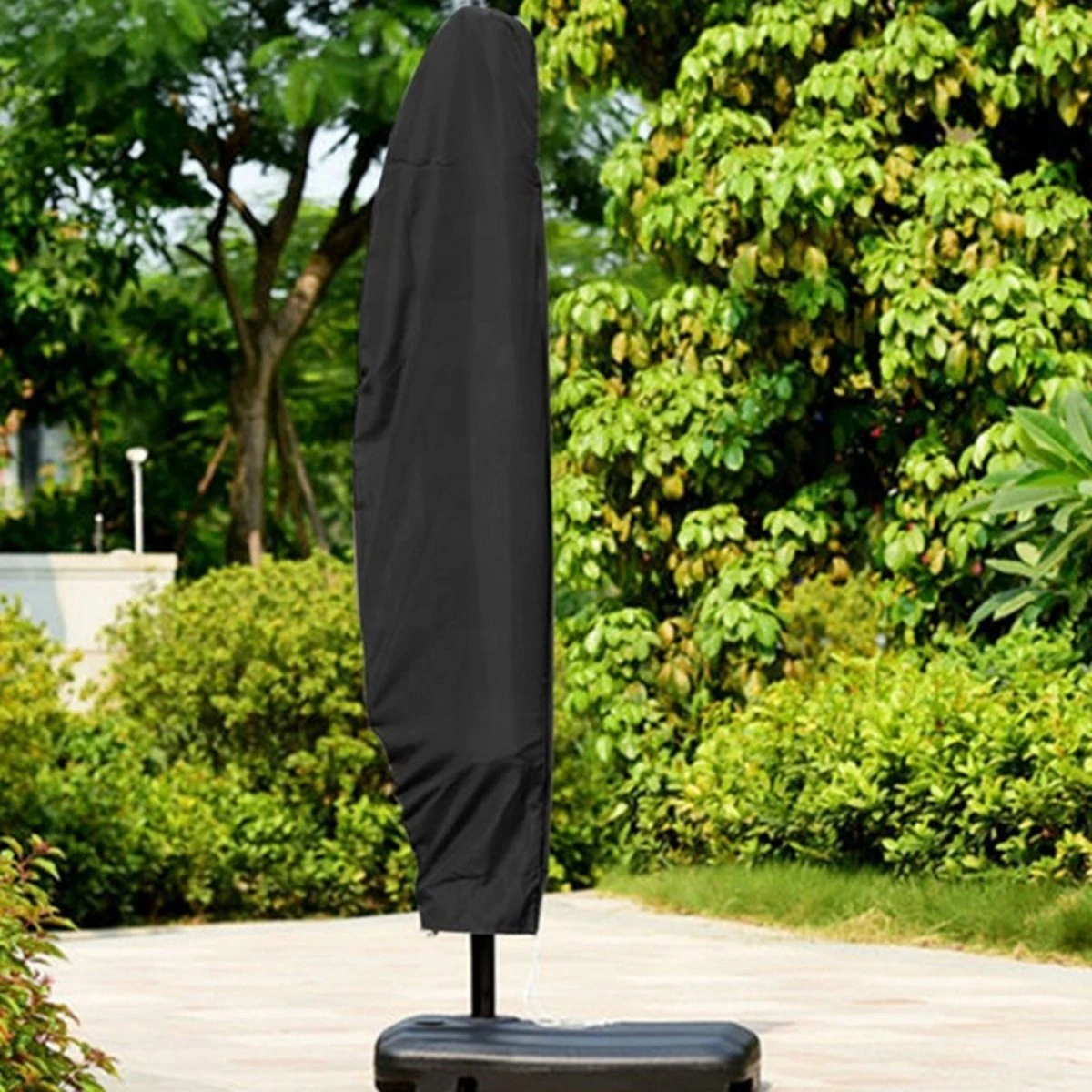 Merkloos Parasolhoes Met Rits En Trekkoord – Beschermhoes Voor Zweefparasol & Staande Parasol – Waterdicht Afdekhoes – Hoes Voor Hangparasol – Inclusief Opberghoes – Zwart - 205 Cm - Afbeelding 6