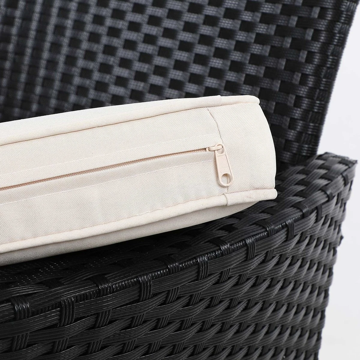 Casaria Tuinbank Polyrattan – 2 Zitter Incl. Tafel & Kussens – Zwart - Afbeelding 9