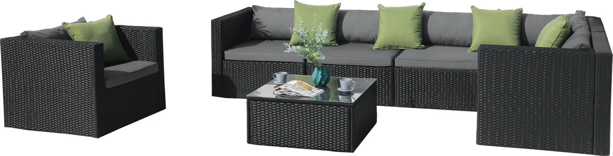 Intimo Garden Levanzo Loungeset – Zwart - 5 Tot 6 Persoons