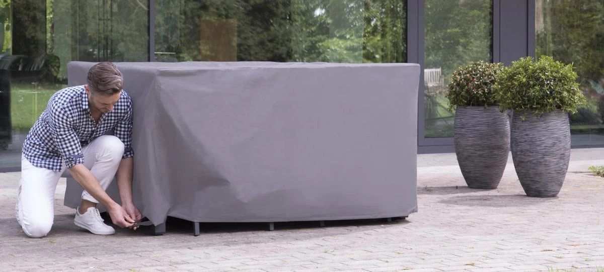 Weersbestendige Beschermhoes Tuinset (S) | 165 X 135 X 95 Cm | Premium | Waterproof | TÜV Rheinland Gecertificeerd | Hoes Voor Tuin | Waterdicht | Solution Dyed (verkleuring Onmogelijk) | Grijs / Antraciet - Afbeelding 5