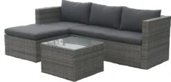MaxxGarden Loungeset – Rattan Hoekset - 4 Persoons - Incl. Salontafel - Grijs