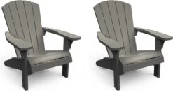 Keter Troy Adirondack Tuinstoel - Set Van 2 - 81x80x96,5cm - Lichtgrijs