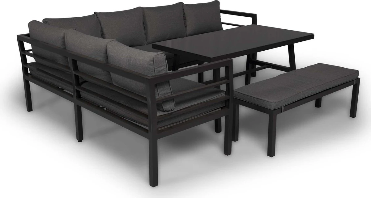 Merkloos Rocco | Loungeset Hoekset Tuinset | Aluminium| Hoekbank, Tuinbank, Tuintafel | 8 Zitplaatsen - Afbeelding 3