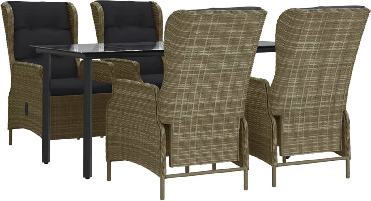 VidaXL 5-delige Tuinset Poly Rattan Bruin - Afbeelding 7
