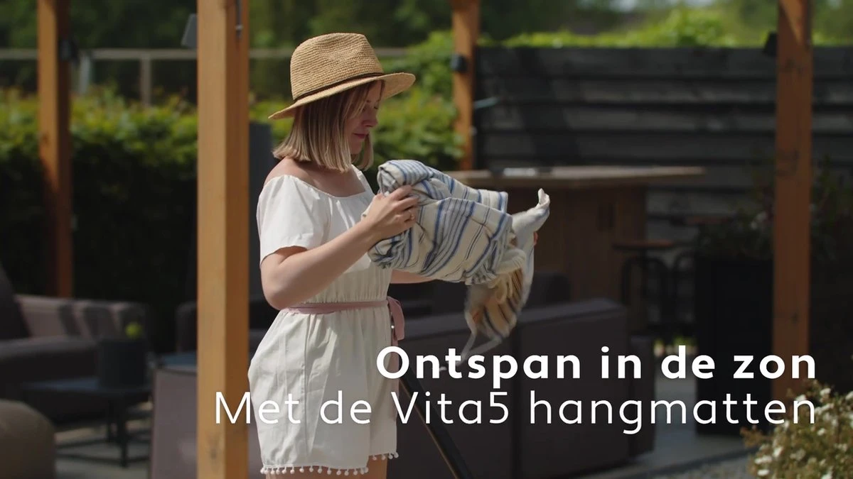 Vita5 Hangmat Met Standaard – 2 Persoons – Incl. Bekerhouder – 205kg Draaggewicht – Grijs - Afbeelding 2