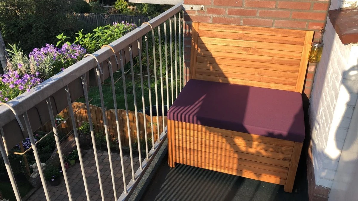 Kleine Teakhouten Tuinbank Met Opbergruimte - 100 X 60 X 90 Cm - Duurzaam Teakhout - Blijft Strak En Mooi - Sterke Constructie Om Lang Mee Te Gaan - Afbeelding 14