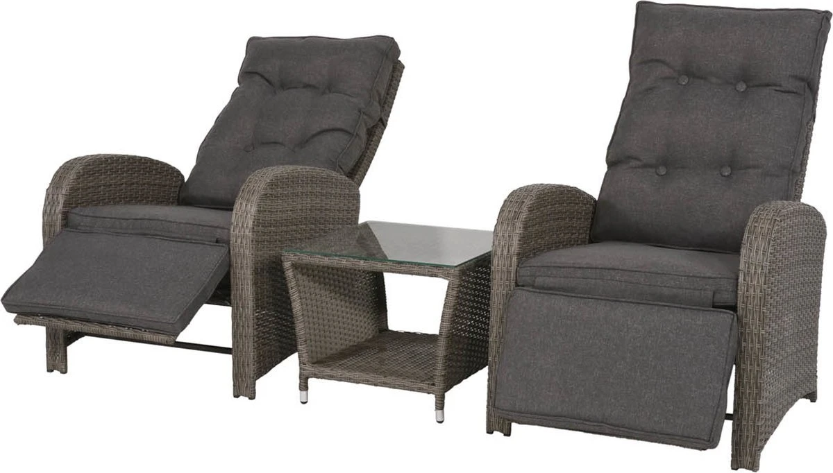Loungeset Duoset Melia 2 Verstelbare Stoelen + Tafel - Balkonset - Afbeelding 14
