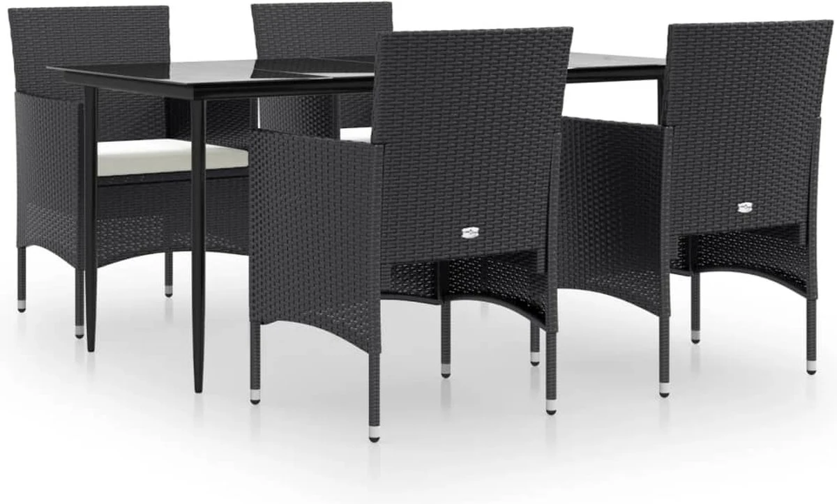 VidaXL 5-delige Tuinset Met Kussens Zwart - Afbeelding 5
