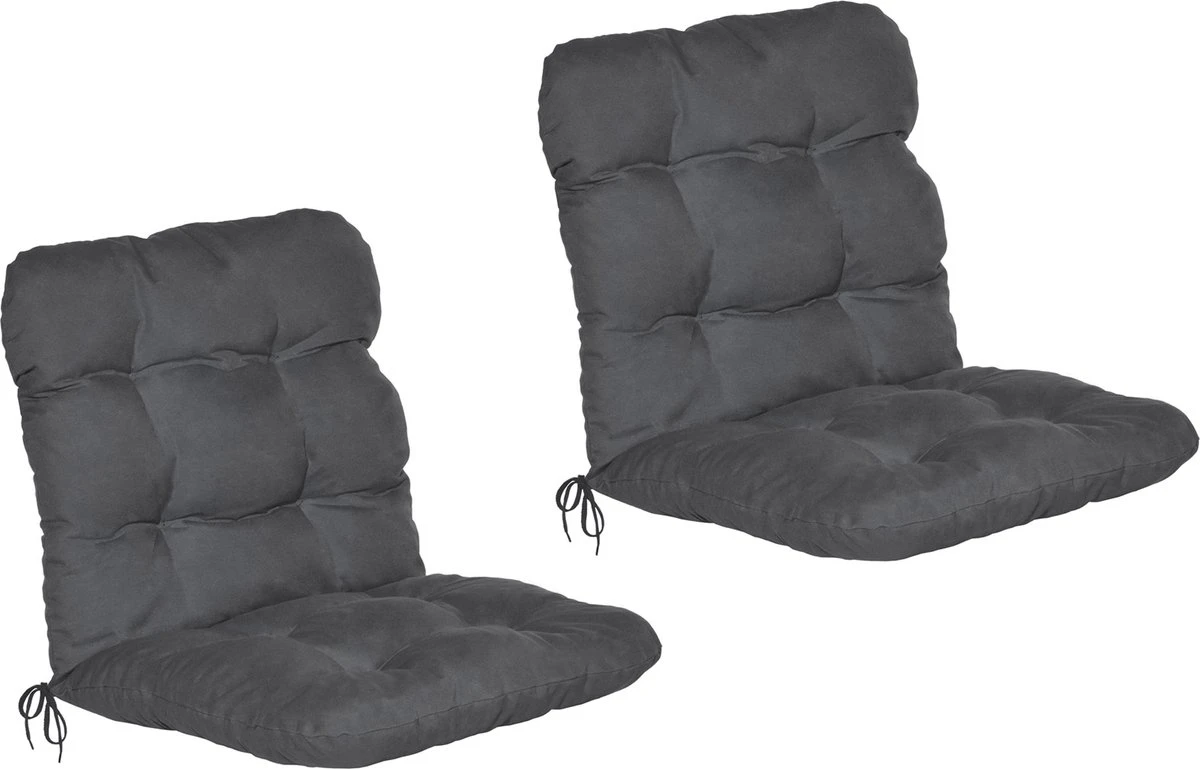 Beautissu Flair NL – Set Van 2 Tuinkussen Lage Rug Antraciet – 100x50 Cm – Zitkussen Matraskussen Voor Tuin Meubelen