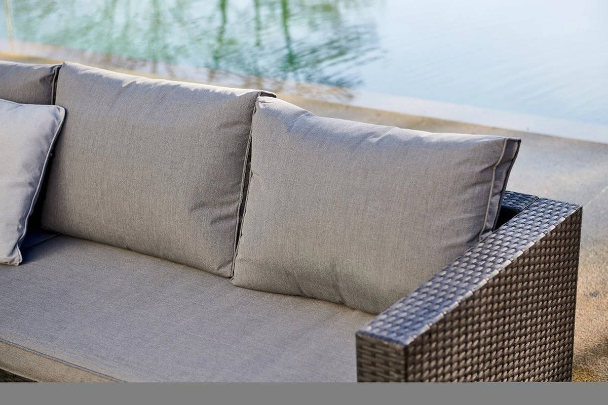 Central Park Hoekbank Loungeset Alea Grijs Staal/riet 3-delig - Afbeelding 2