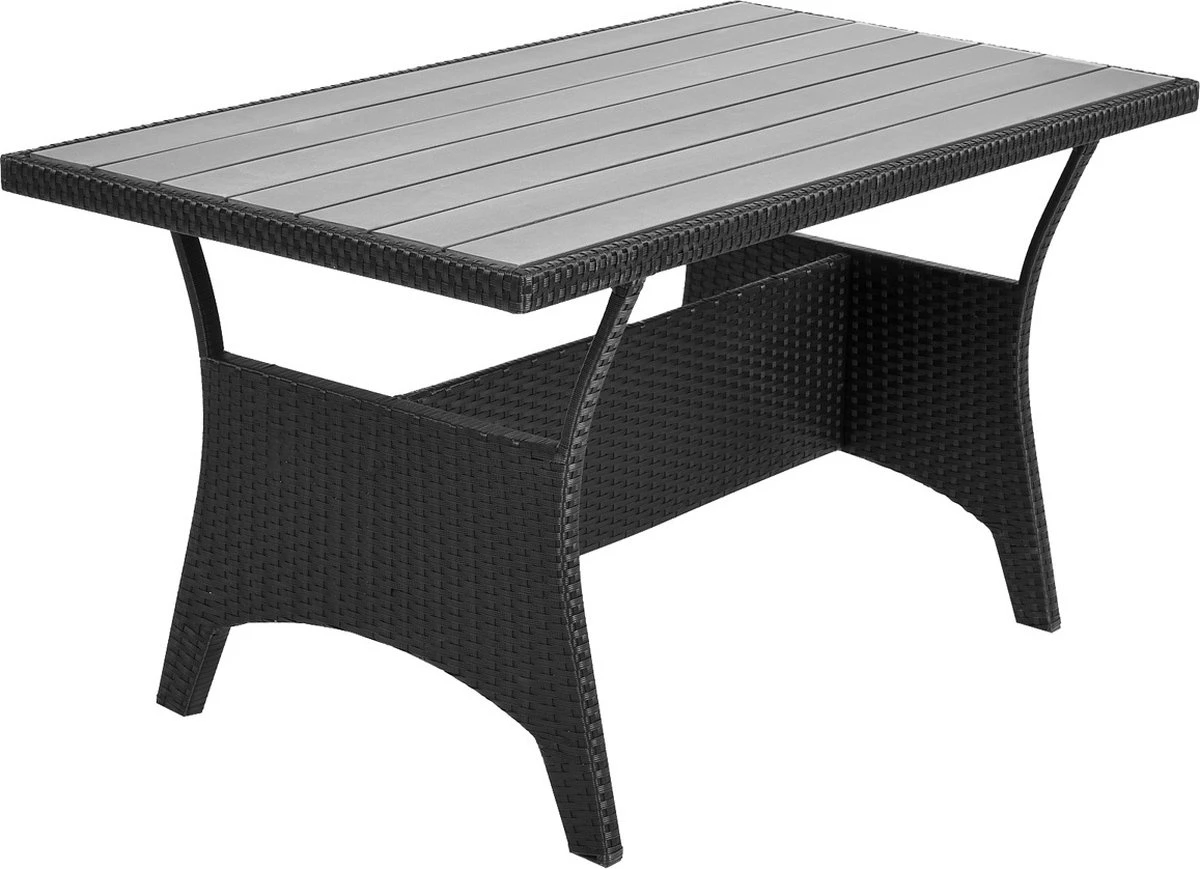 Casaria Polyrattan Tuinset - 15 Delig Voor 6 Personen – Crème Zwart - Afbeelding 8