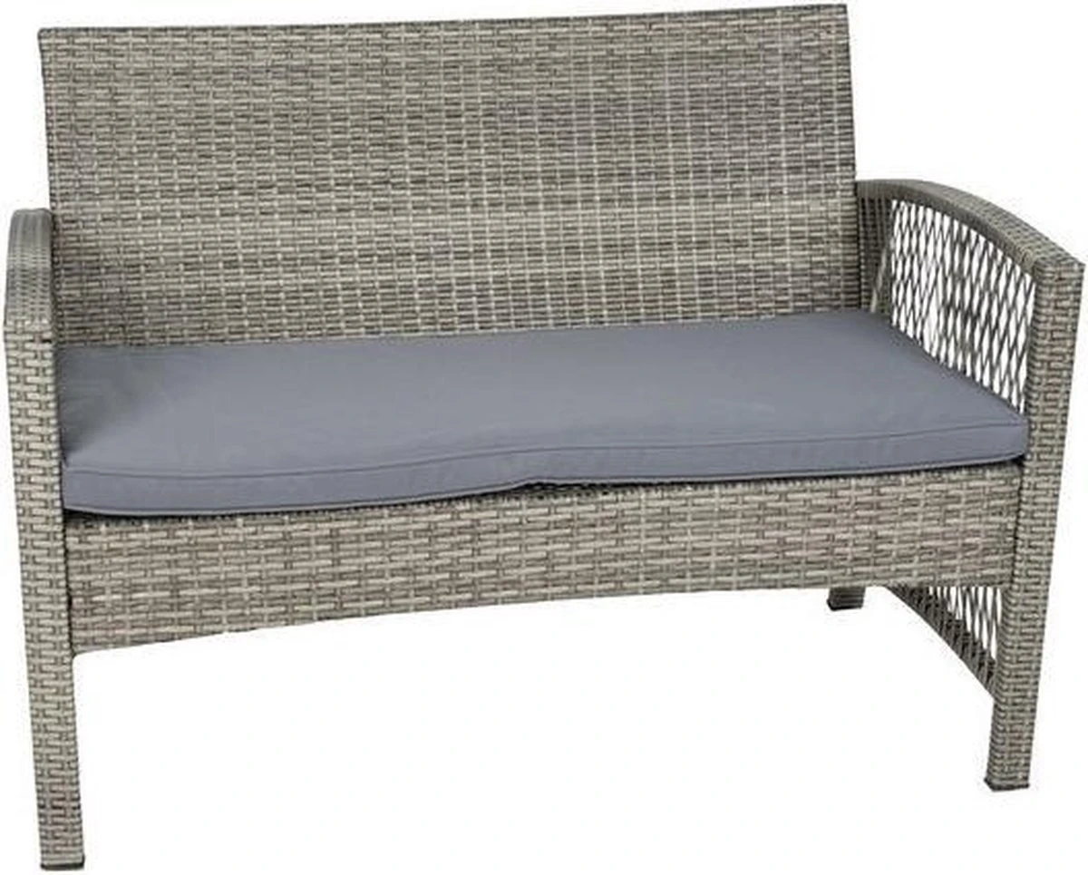 Merkloos Tuin Loungeset Grijs / Bruin - Lounge Set Tuin - Relax Bank - Lounge Bank Tuin - Tuinbank - Loungebank - Tuinset/ Loungebank - Tuinset - Tuinstoel - Loungeset - Rattan Tuinmeubilair - Poly Rotan Tuinmeubelen - Grijs / Bruin - Afbeelding 3