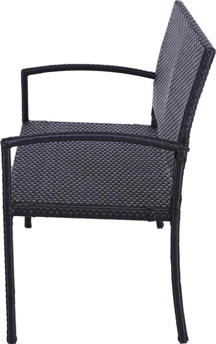 Outsunny Polyrotan Tuinbank 2-zits Parkbank Bank Staal Zwart 867-022 - Afbeelding 6