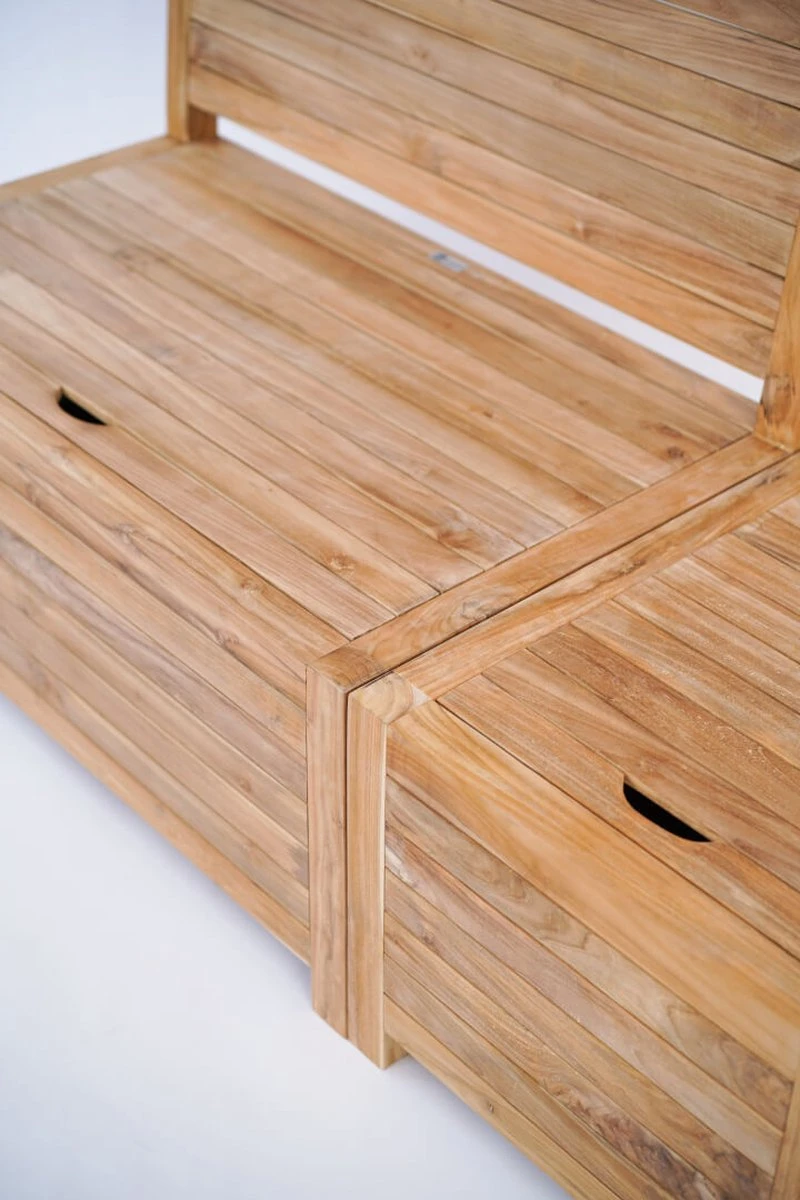 Kleine Teakhouten Tuinbank Met Opbergruimte - 100 X 60 X 90 Cm - Duurzaam Teakhout - Blijft Strak En Mooi - Sterke Constructie Om Lang Mee Te Gaan - Afbeelding 3