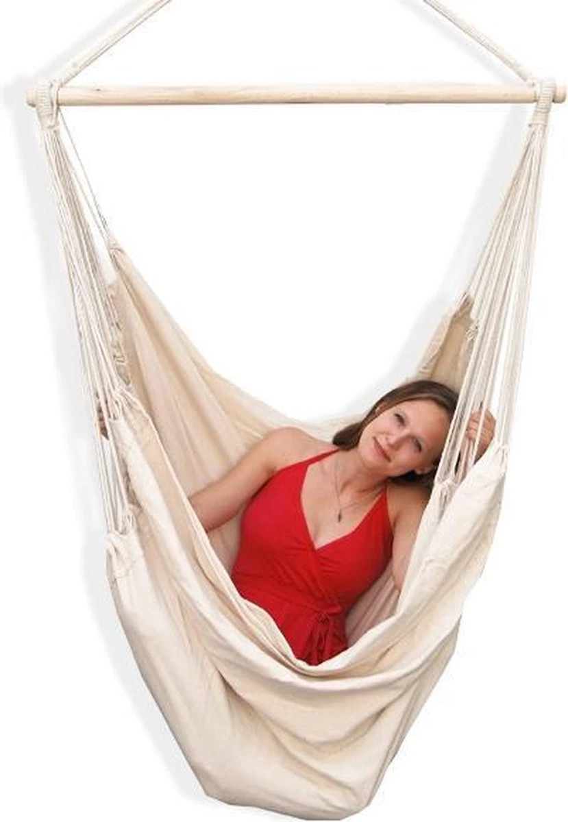 XXL 2 Persoons Hangstoel 185x130 - Zit Hangmat Met Spreidstok Tot 150 Kg - Binnen En Buiten - Afbeelding 8