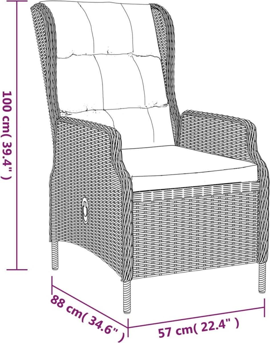 VidaXL 5-delige Tuinset Poly Rattan Bruin - Afbeelding 11