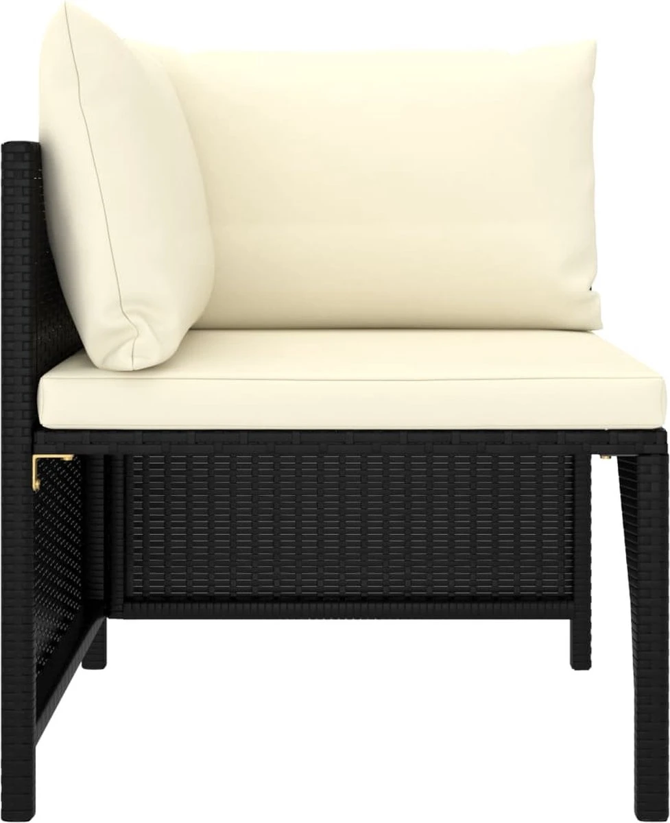 VidaXL 4-delige Loungeset Met Kussens Poly Rattan Zwart - Afbeelding 9